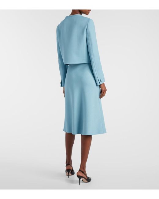 Valentino Blue Vlogo Canvas Midi Skirt