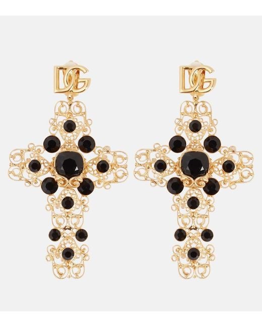 Dolce & Gabbana Metallic Dg Embellished Drop Earrings