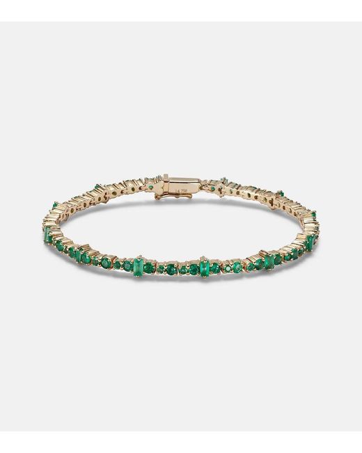Ileana Makri Multicolor Rivulet 18kt Gold Bracelet With Emeralds