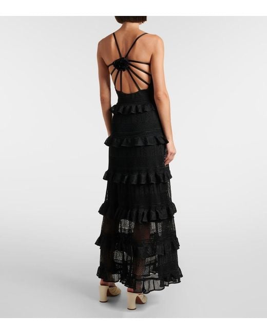 Zimmermann Black Illustration Ruffled Knitted Maxi Dress