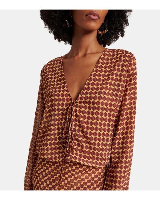 Bananhot Brown Nema Printed Sheer Maxi Dress