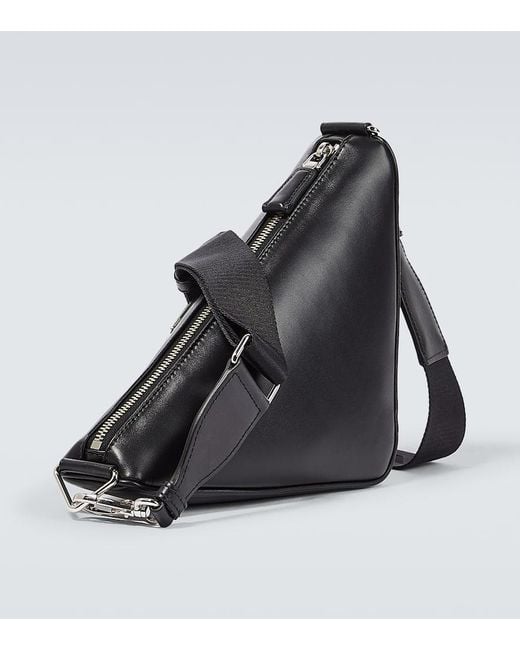 Prada Black Triangle Leather Shoulder Bag for men