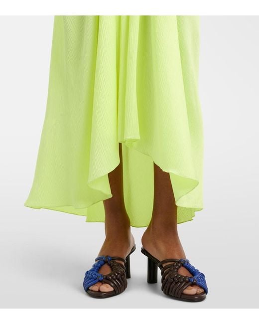 J.W. Anderson Green Gathered Silk Midi Dress