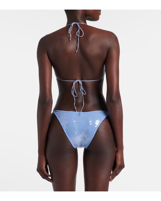 Oseree Blue Sequined Bikini