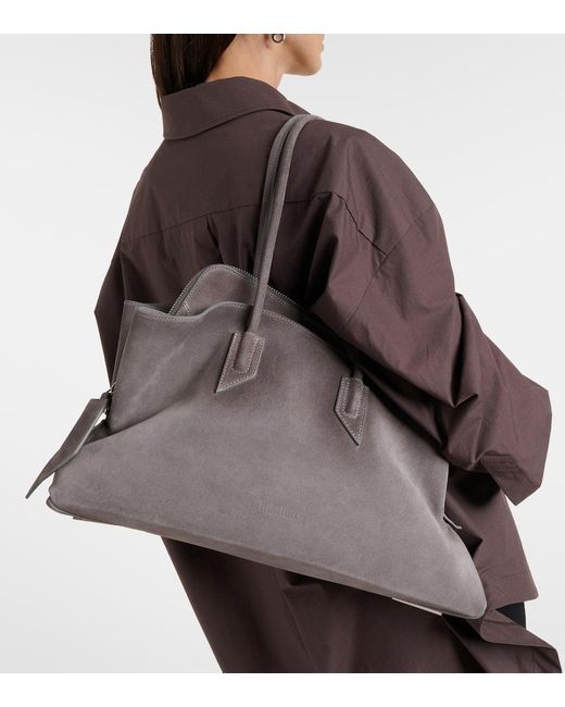 The Attico Brown Tote Bag La Passeggiata Medium Aus Veloursleder