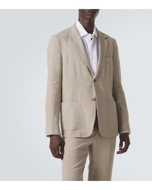 Sunspel Gray Linen Blazer for men