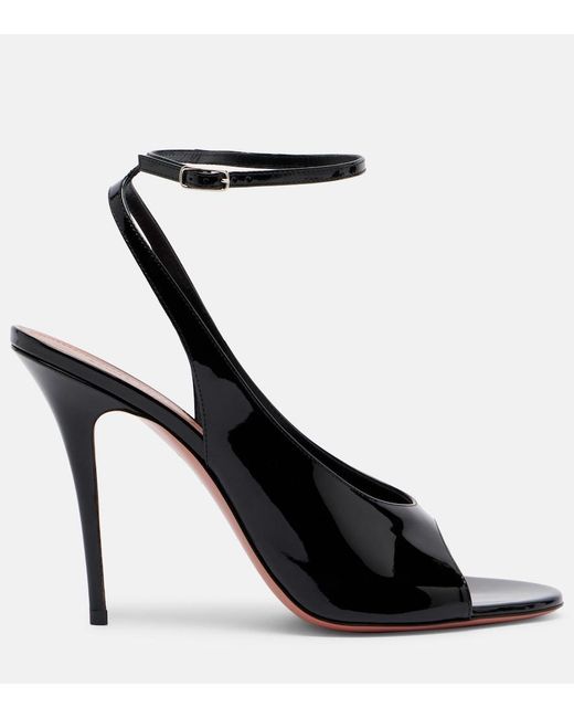 AMINA MUADDI Black Anok Patent Leather Slingback Sandals