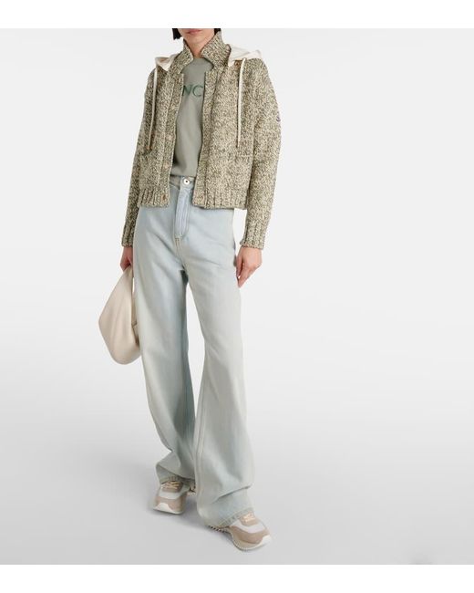 Cardigan de algodon con capucha Moncler de color Natural