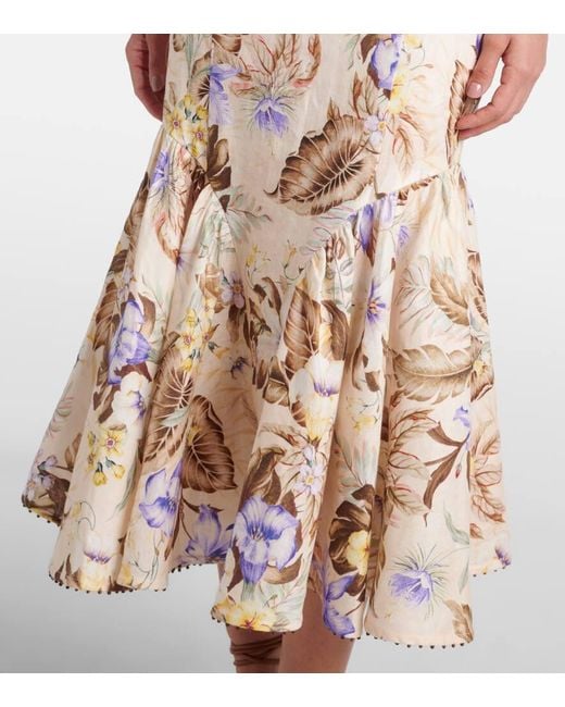 Robe Midi Coco En Lin A Fleurs Zimmermann en coloris Natural