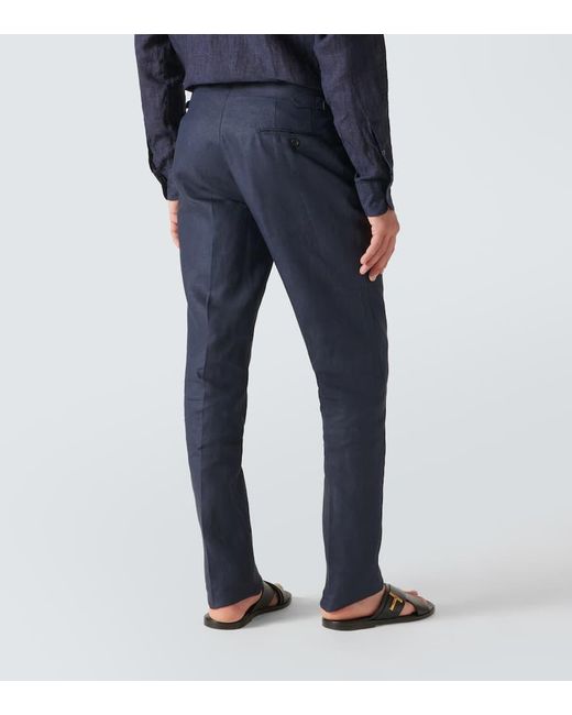 Pantalones de traje de lino Thom Sweeney de hombre de color Blue