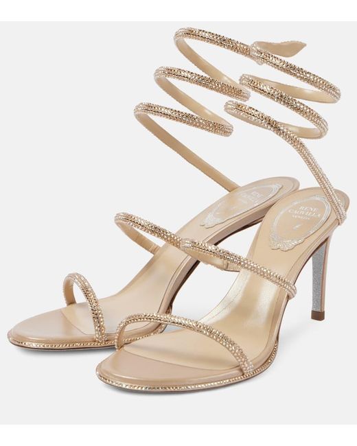 Sandales Cleo 80 En Satin A Ornements Rene Caovilla en coloris Metallic