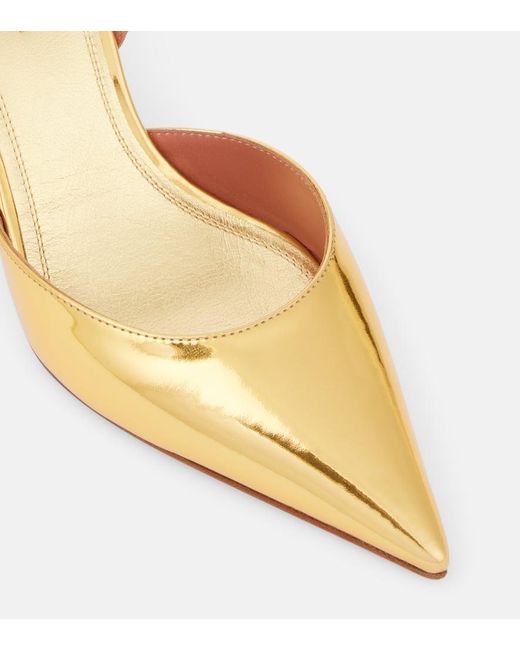 AMINA MUADDI Metallic Holli 70 Mirrored Leather Slingback Pumps