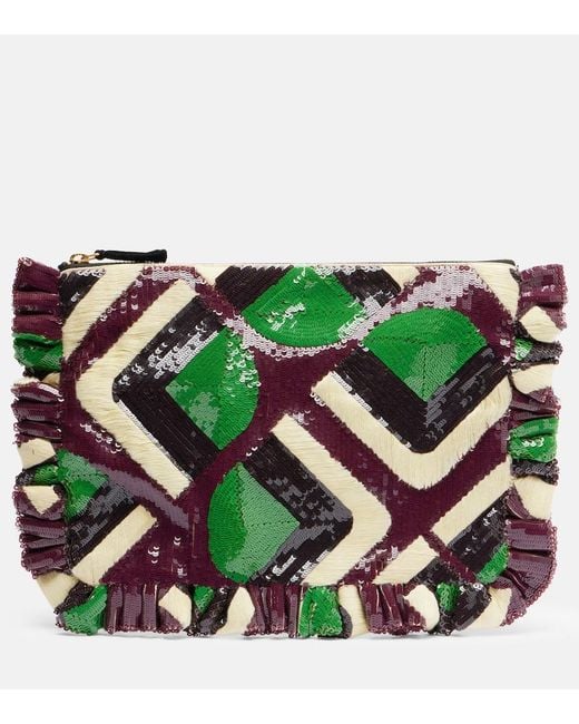 LaDoubleJ Green Sequined Clutch
