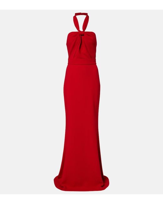 Elie Saab Red Draped Halterneck Gown