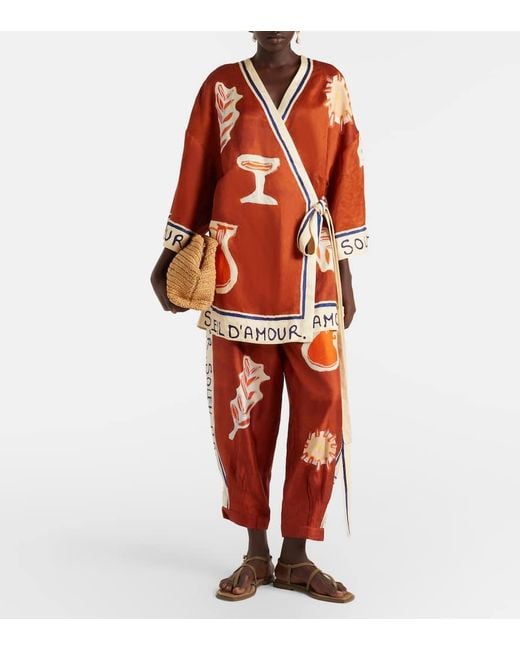 ALÉMAIS Red X Lrnce Soleil D'Amour Printed Wrap Dress