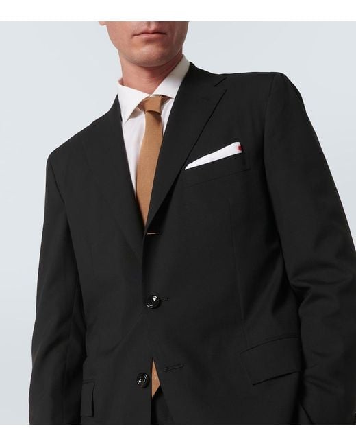 Kiton Black Single-Breasted Wool Suit for men
