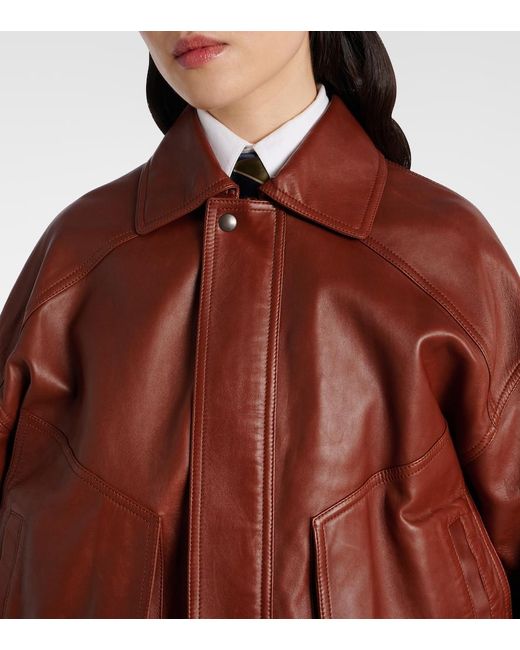 Saint Laurent Brown Leather Bomber Jacket