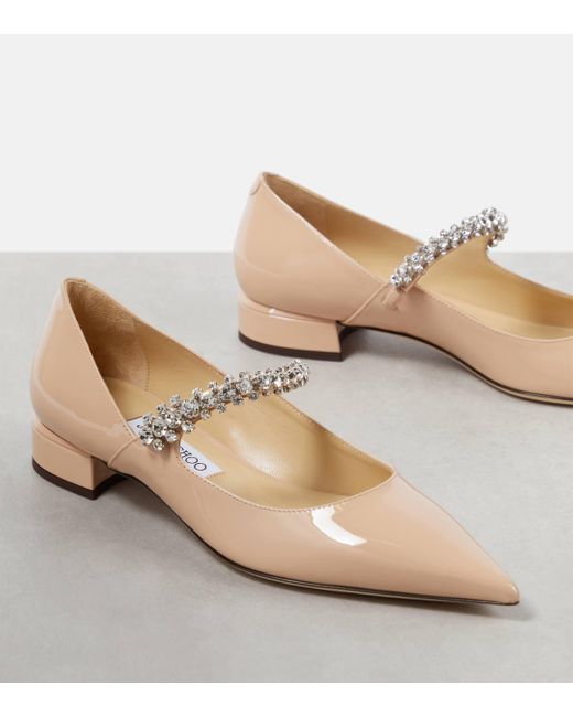 Jimmy Choo Natural Bing 25 Embellished Patent Leather Pumps