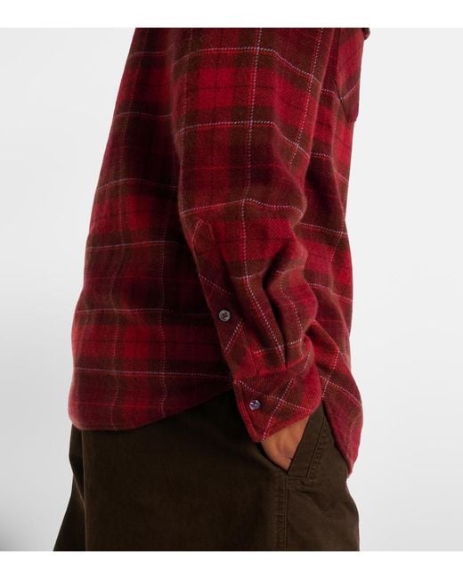 God's True Cashmere Red Love Tartan Cashmere Shirt With Amethyst