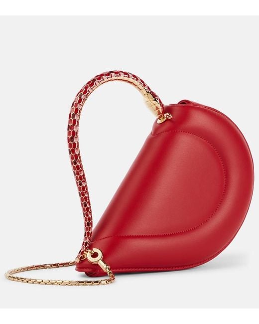 BVLGARI Red Serpenti Cuore 1968 Leather Top-Handle Bag