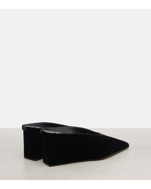 Alaïa Black Cube 75 Velvet Wedge Mules