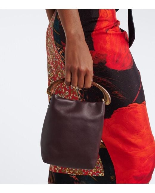 Dries Van Noten Purple Small Leather Top-Handle Bag