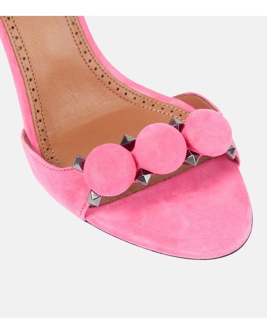 Alaïa Pink Sandalen La Bombe 90 Aus Veloursleder