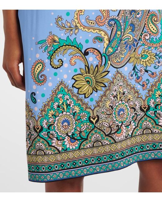 Etro Blue Bedrucktes Minikleid
