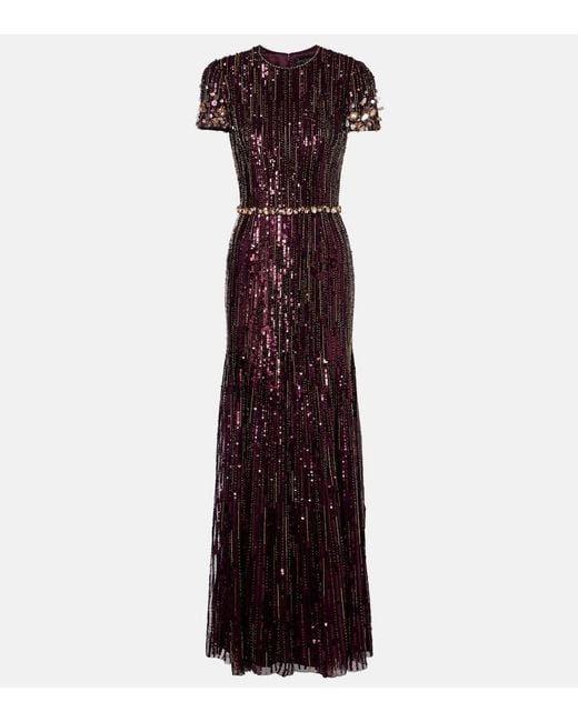 Jenny Packham Purple Ninetta Sequined Gown