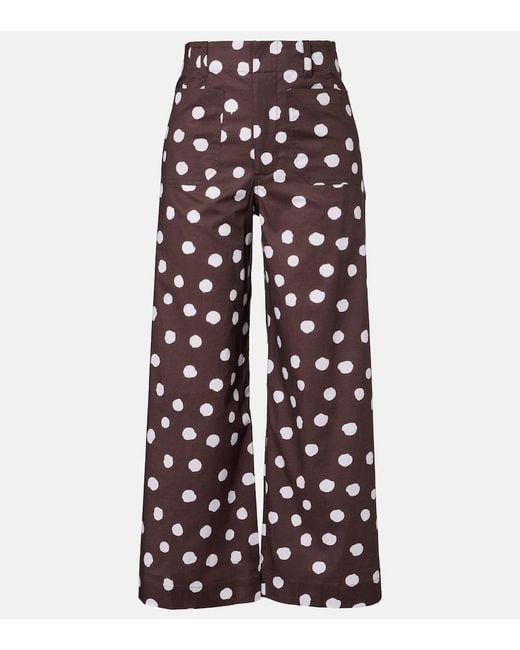 Adriana Degreas Multicolor Polka-Dot Cotton-Blend Wide-Leg Pants