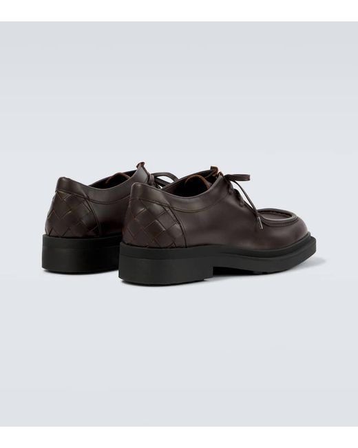 Bottega Veneta Black Ben Intrecciato Leather Lace-Up Shoes for men