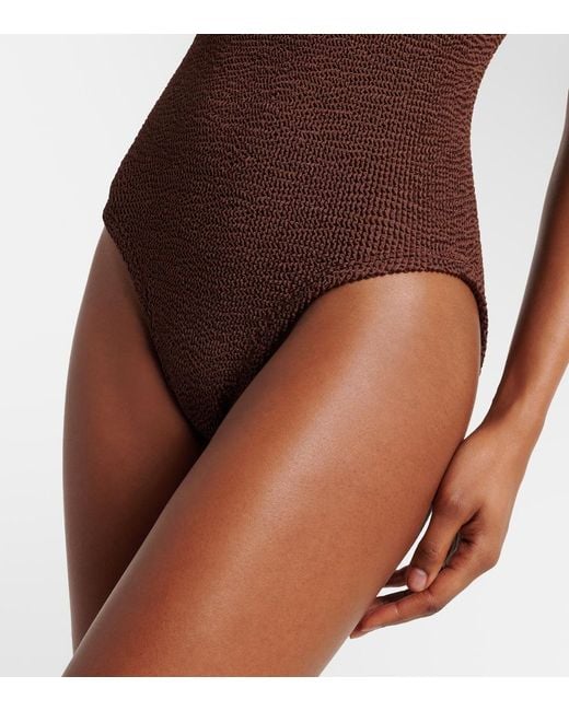 Hunza G Brown Coverage Square Neck Swimsuit