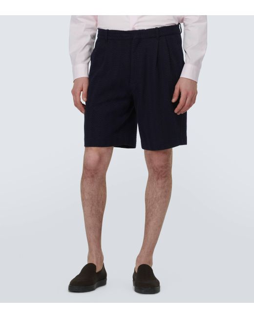 Missoni Blue Herringbone Cotton Blend Shorts for men