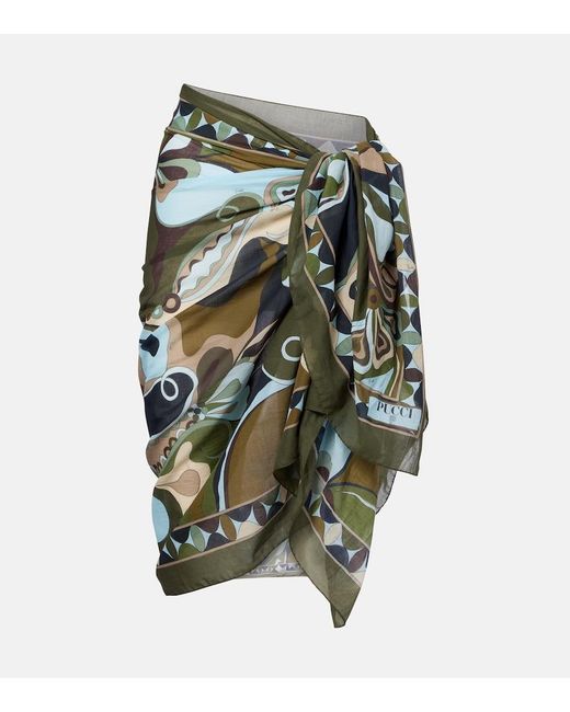 Emilio Pucci Green Orchidee Cotton Beach Cover-Up