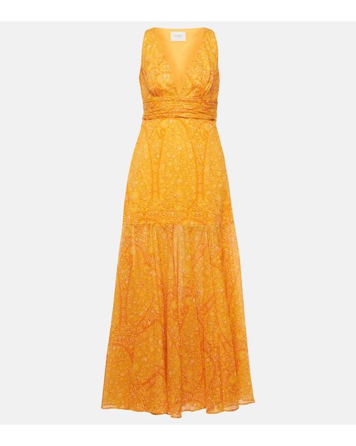 Vestido largo de algodon estampado Giambattista Valli de color Yellow