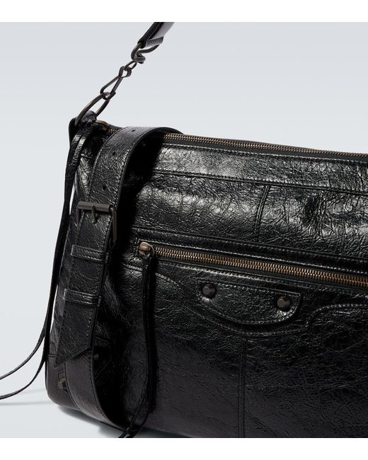 Balenciaga Black Le City Leather Shoulder Bag for men
