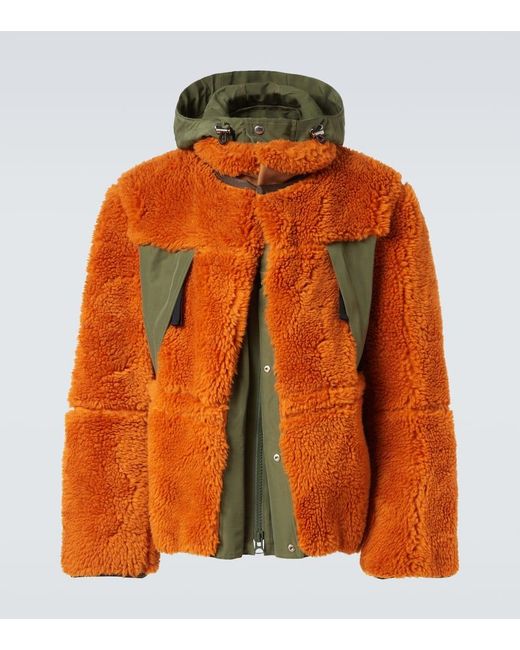 Sacai Jacke Aus Einem Wollgemisch Und Canvas in Orange für Herren