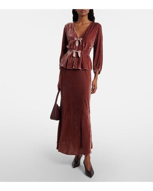 Velvet Red Felicity Midi Skirt