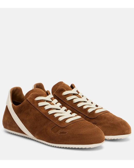 Rick Owens Brown Minimal Suede Sneakers