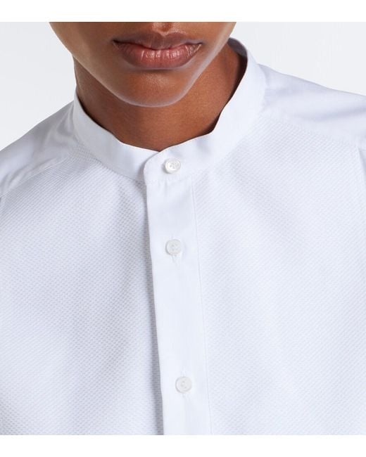 Fendi White Pique-Trimmed Cotton Poplin Shirt