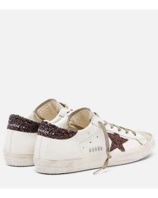 Golden Goose Deluxe Brand White Super Star Glitter Leather Sneakers