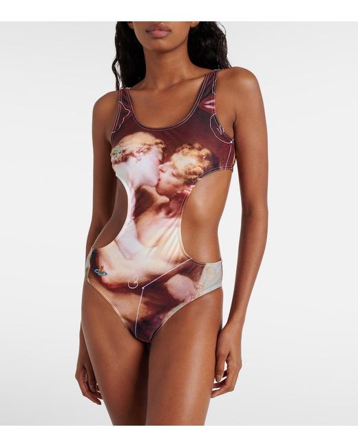 Vivienne Westwood Pink The Kiss Printed Cutout Swimsuit
