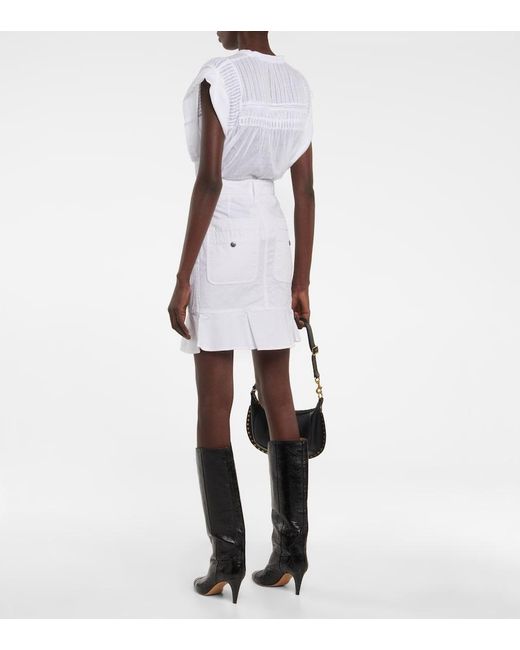 Isabel Marant White Regane Ruffle Cotton Skirt