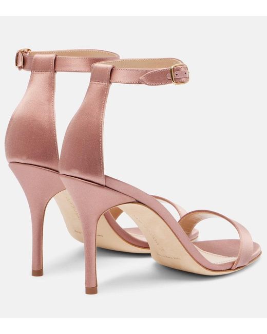 Manolo Blahnik Pink Sandalen Chaos Aus Satin