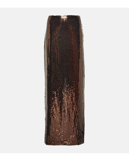 ‎Taller Marmo Brown Eva Sequined Maxi Skirt