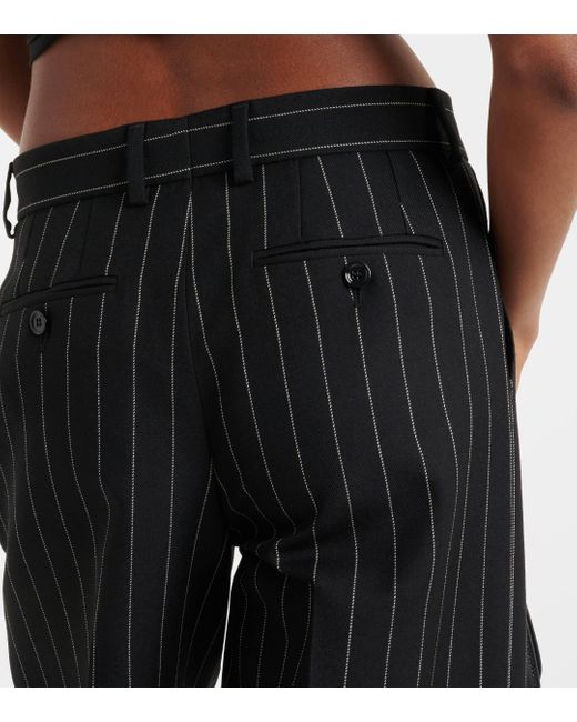 Dolce & Gabbana Black Pinstripe Virgin Wool Straight Pants