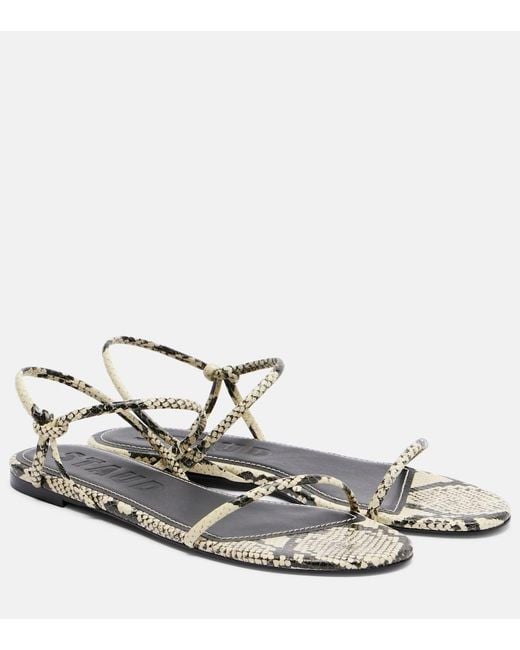 Staud White Laurel Snake-Effect Leather Sandals