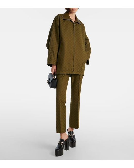 Pantalones Bootcut De Lona Gg En Mezcla De Algodon Gucci de color Green