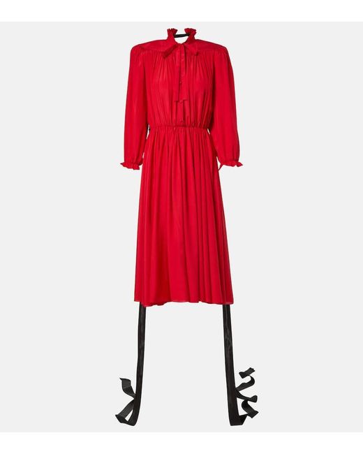 Vestido Midi De Seda Con Cordones Balenciaga de color Red