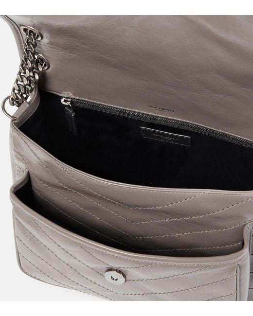 Saint Laurent Gray Niki Medium Leather Shoulder Bag